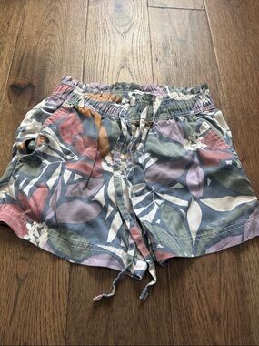 Nicole Miller Pastel Tropical Print Drawstring Athletic Shorts